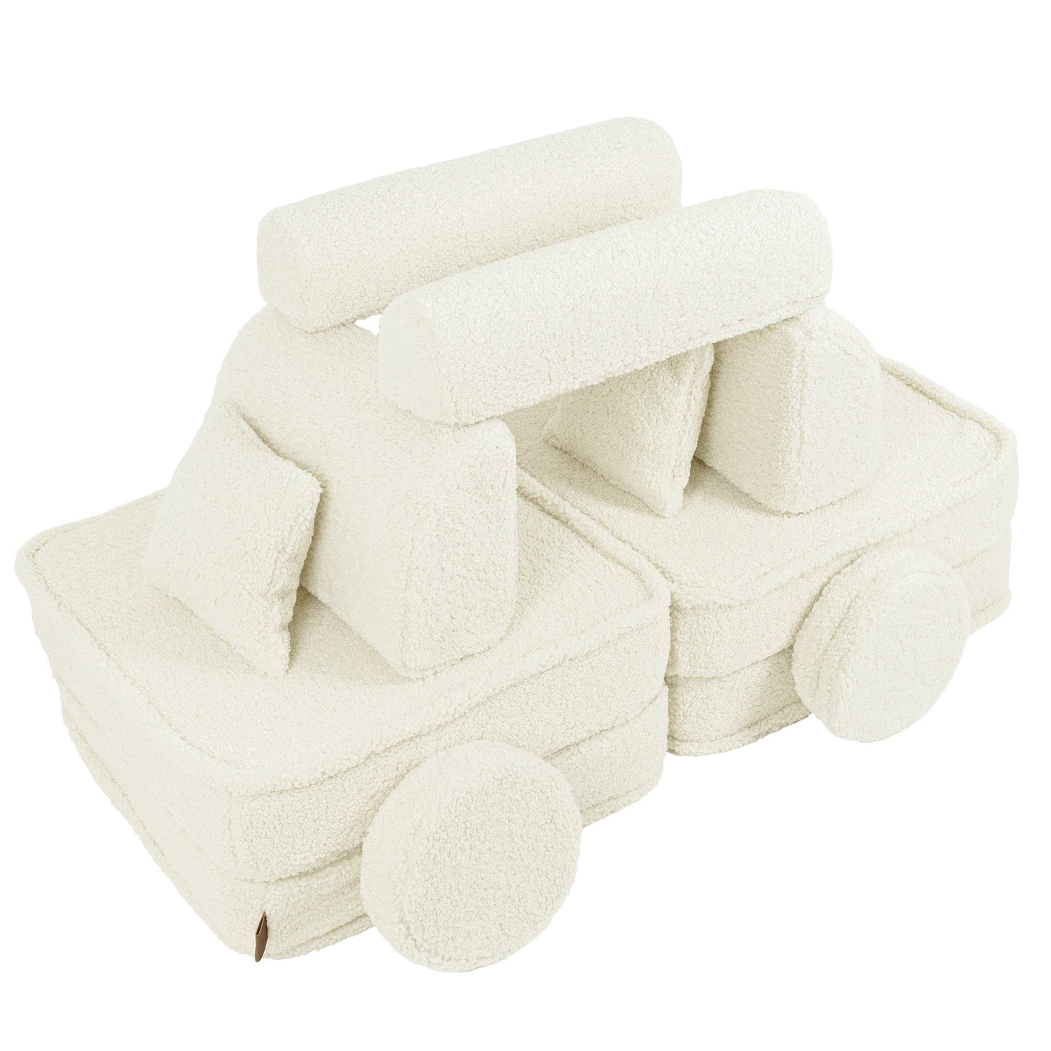 MeowBaby® Cream BEARLY Sofa | Cream Bearly Play Sofa Pocket Plus