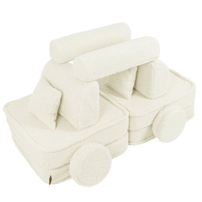 MeowBaby® Cream BEARLY Sofa | Cream Bearly Play Sofa Pocket Plus