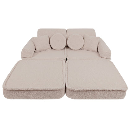 MeowBaby® Cream BEARLY Sofa | Cream Bearly Play Sofa Pocket Plus