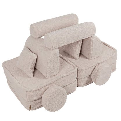 MeowBaby® Cream BEARLY Sofa | Cream Bearly Play Sofa Pocket Plus