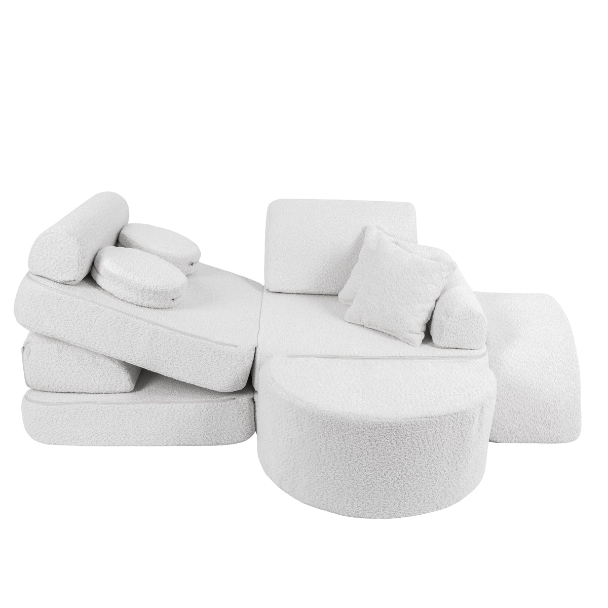 MeowBaby® White BOUCLE Play Sofa - Boucle Play Sofa Pocket Max