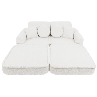 MeowBaby® Cream BEARLY Sofa | Cream Bearly Play Sofa Pocket Plus