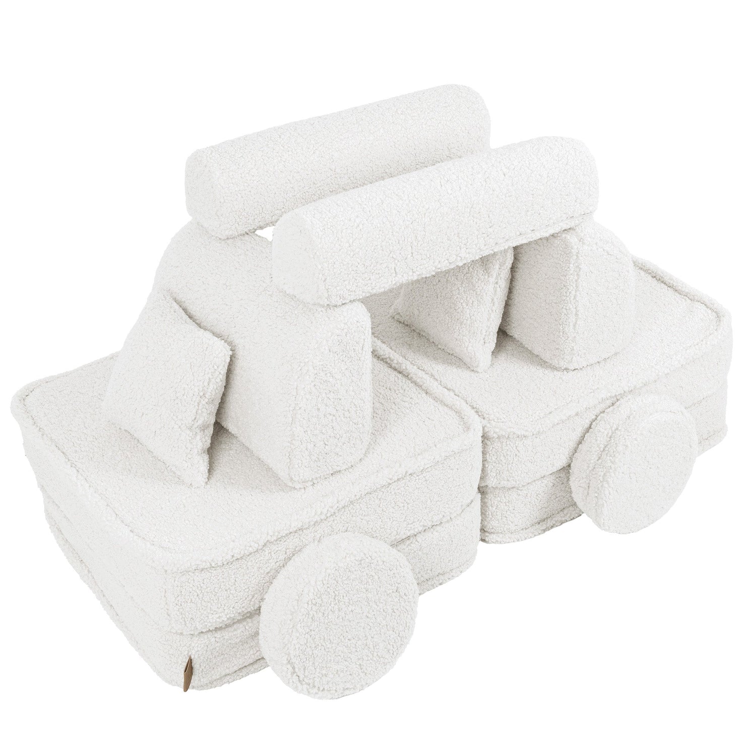 MeowBaby® Cream BEARLY Sofa | Cream Bearly Play Sofa Pocket Plus