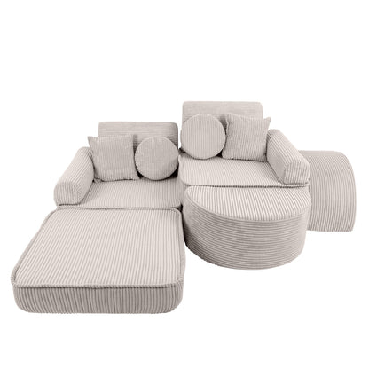 MeowBaby® Ecru CORDUROY Play Sofa - Cream Play Sofa Pocket Max