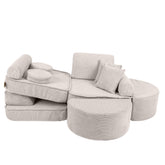 Play Sofa for Kids MeowBaby ecru corduroy | Ecru/Cream Play Sofa | Play Sofa Kids |  Play Couch for Kids | ecru corduroy soft play sofa | 