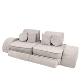 Play Sofa for Kids MeowBaby ecru corduroy | Ecru/Cream Play Sofa | Play Sofa Kids |  Play Couch for Kids | ecru corduroy soft play sofa | 