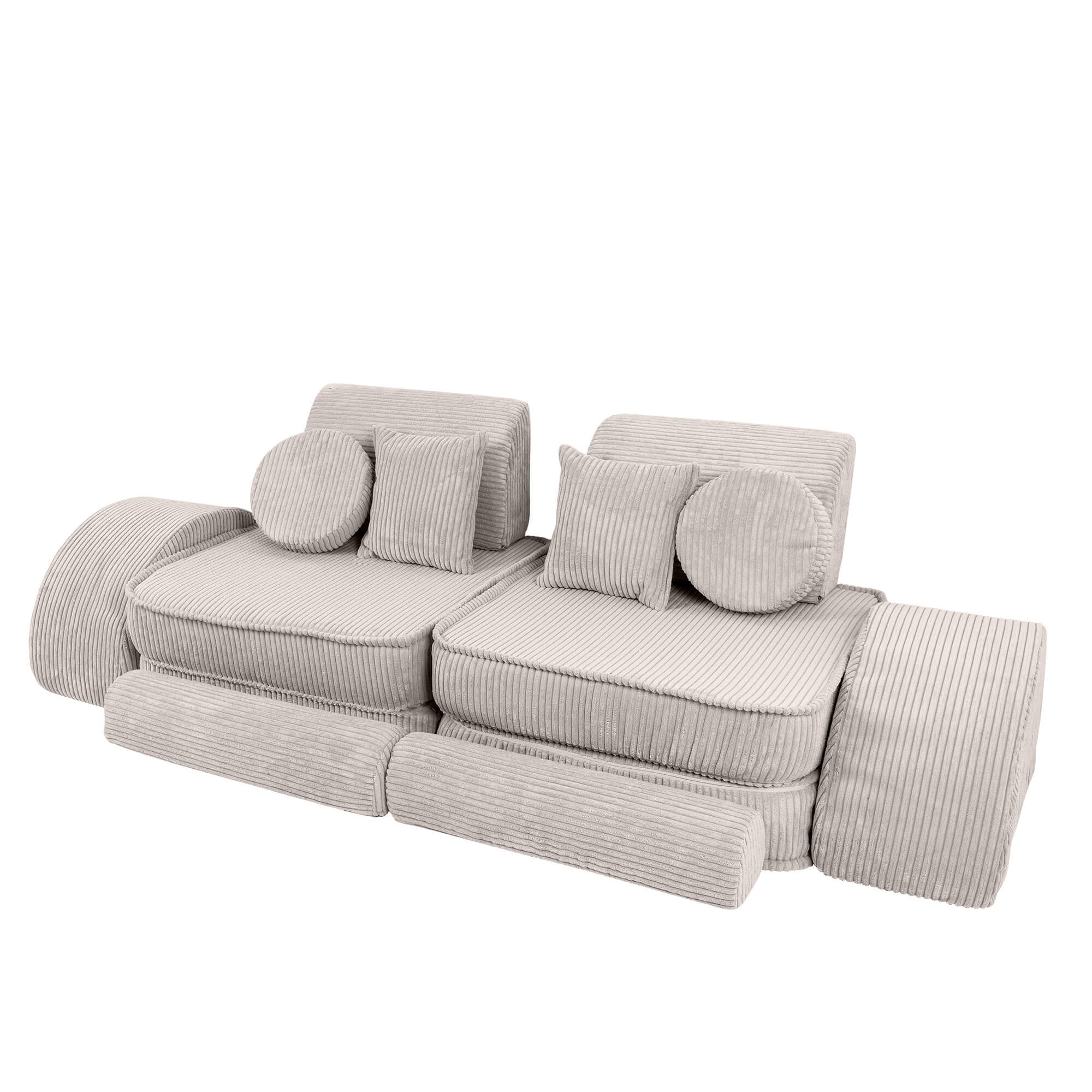 Play Sofa for Kids MeowBaby ecru corduroy | Ecru/Cream Play Sofa | Play Sofa Kids |  Play Couch for Kids | ecru corduroy soft play sofa | 
