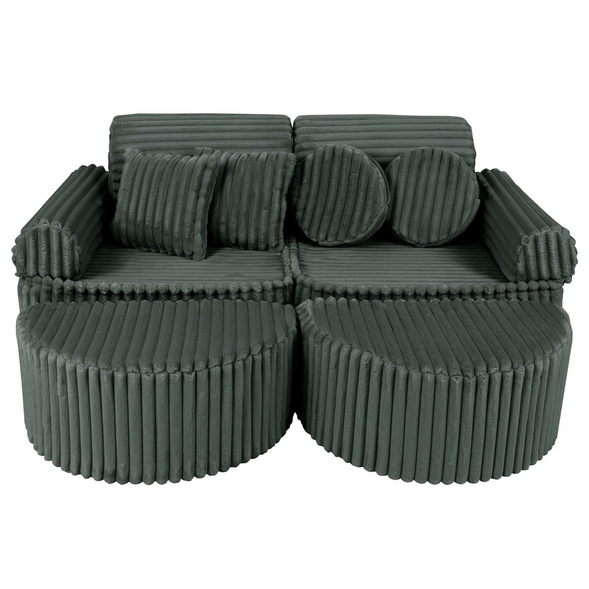 MeowBaby Churros Play Sofa Pine Forest Green | Kids Play Sofa | Play Couch | Corduroy Soft Play Sofa | Modular Sofa for Kids |  