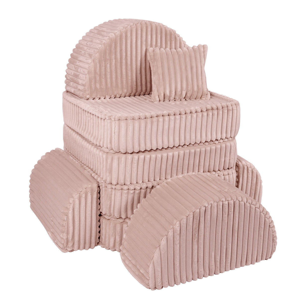 MeowBaby Churros Play Sofa Pink | Kids Play Sofa | Play Couch | Corduroy Soft Play Sofa | Modular Sofa for Kids | 