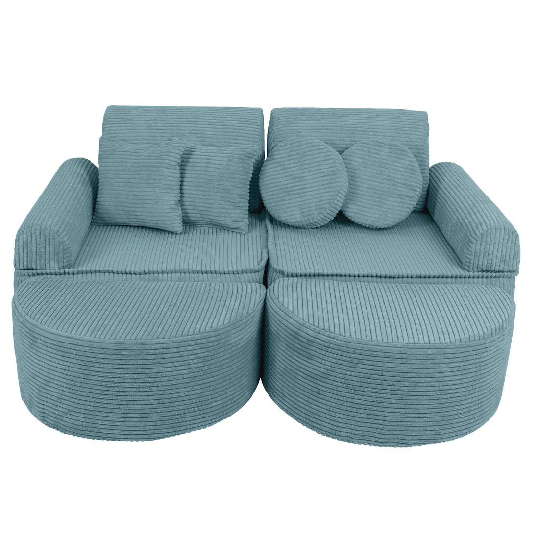 Play Sofa for Kids MeowBaby turquoise corduroy | Turquoise Play Sofa | Play Sofa Kids |  Play Couch for Kids | turquoise corduroy soft play sofa | 