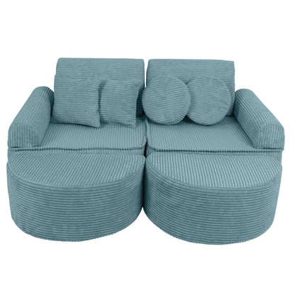 Play Sofa for Kids MeowBaby turquoise corduroy | Turquoise Play Sofa | Play Sofa Kids |  Play Couch for Kids | turquoise corduroy soft play sofa | 