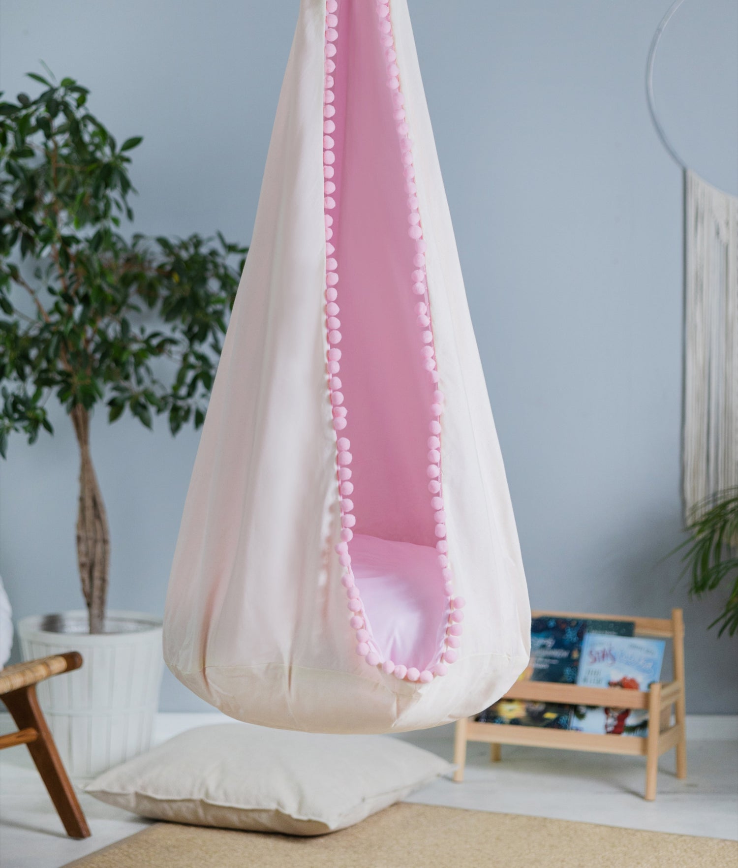  pink cocoon swing | kids cocoon swing | hanging cocoon swings | indoor swing | kids hanging chair swing | pink cocoon swing for kids |