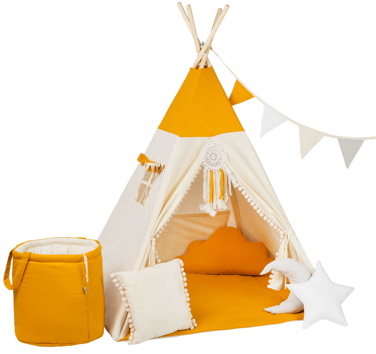 Cream &amp; Mustard Teepee Tent | Teepee Mustard | Kids Teepee | Teepee Tent for Kids | Teepee Tent for Babies &amp; Toddlers | Mustard Tent | Kids Teepee Tent | Teepee Tent for Boys &amp; Girls |
