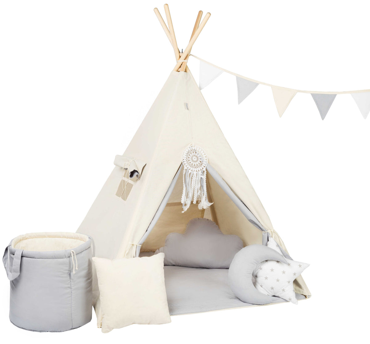 Grey &amp; Cream Teepee Tent | Teepee Grey | Kids Teepee | Teepee Tent for Kids | Baby Teepee Tent | Grey Tent | Kids Teepee Tent | Teepee Tent for Boys | Teepee Tent for Girls |  