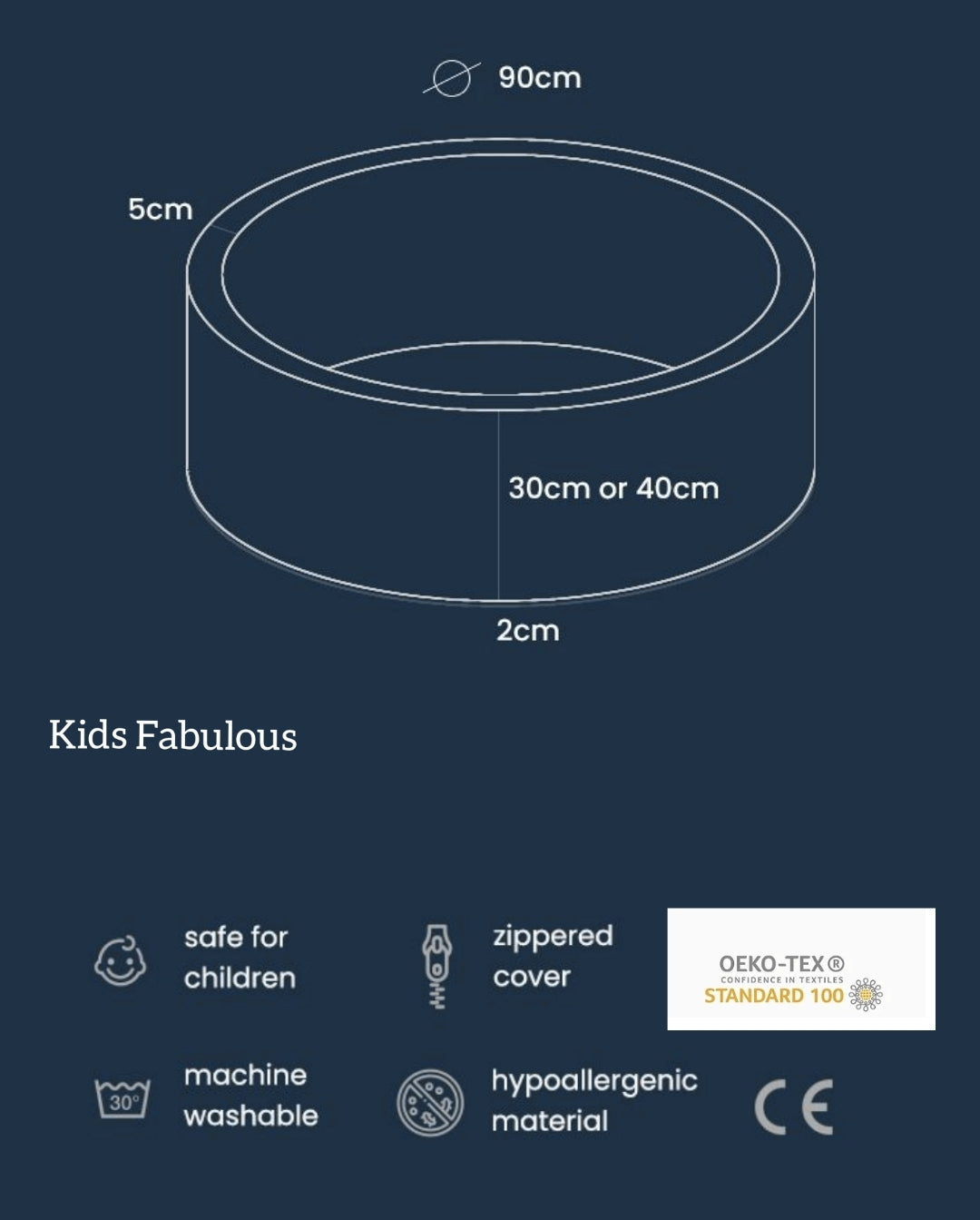 MeowBaby® VELVET Ecru Ball Pit + 250 Balls - 90x30cm