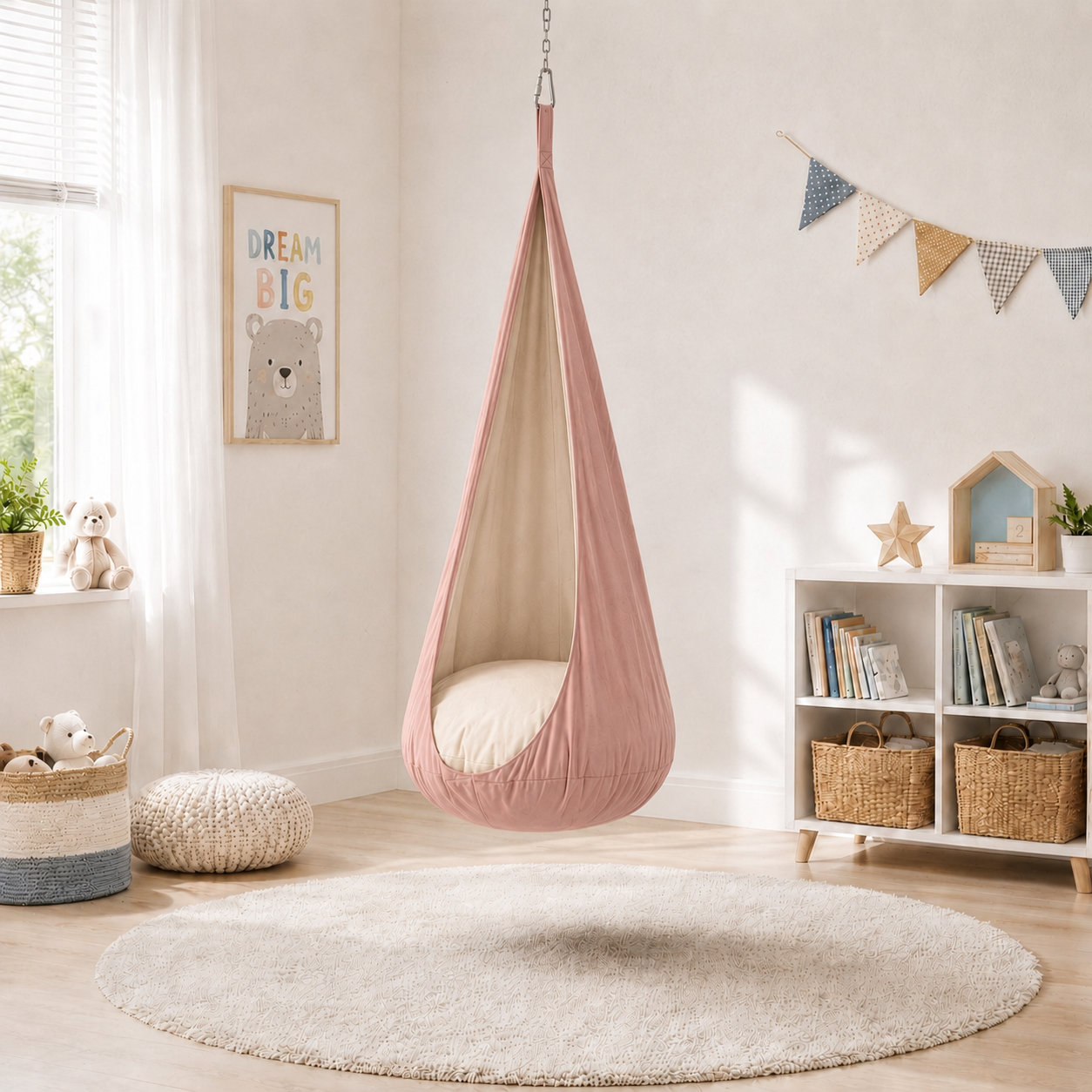 Kids Cocoon Swing - Powder Pink Rose