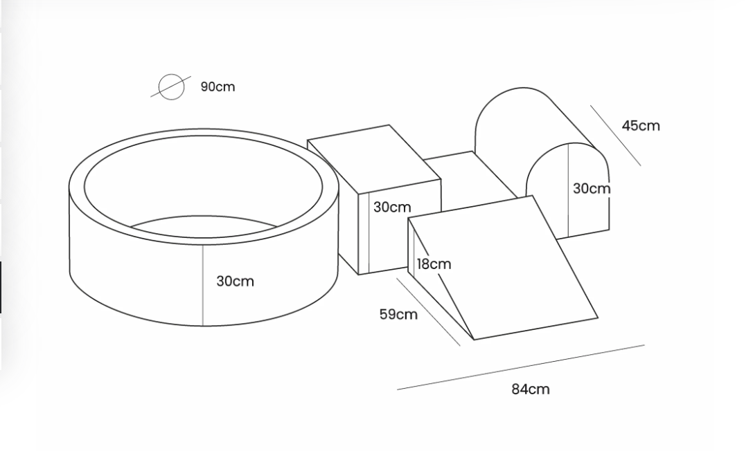 MeowBaby® BEARLY Soft Play + Ball Pit 90x30CM + 200 Balls