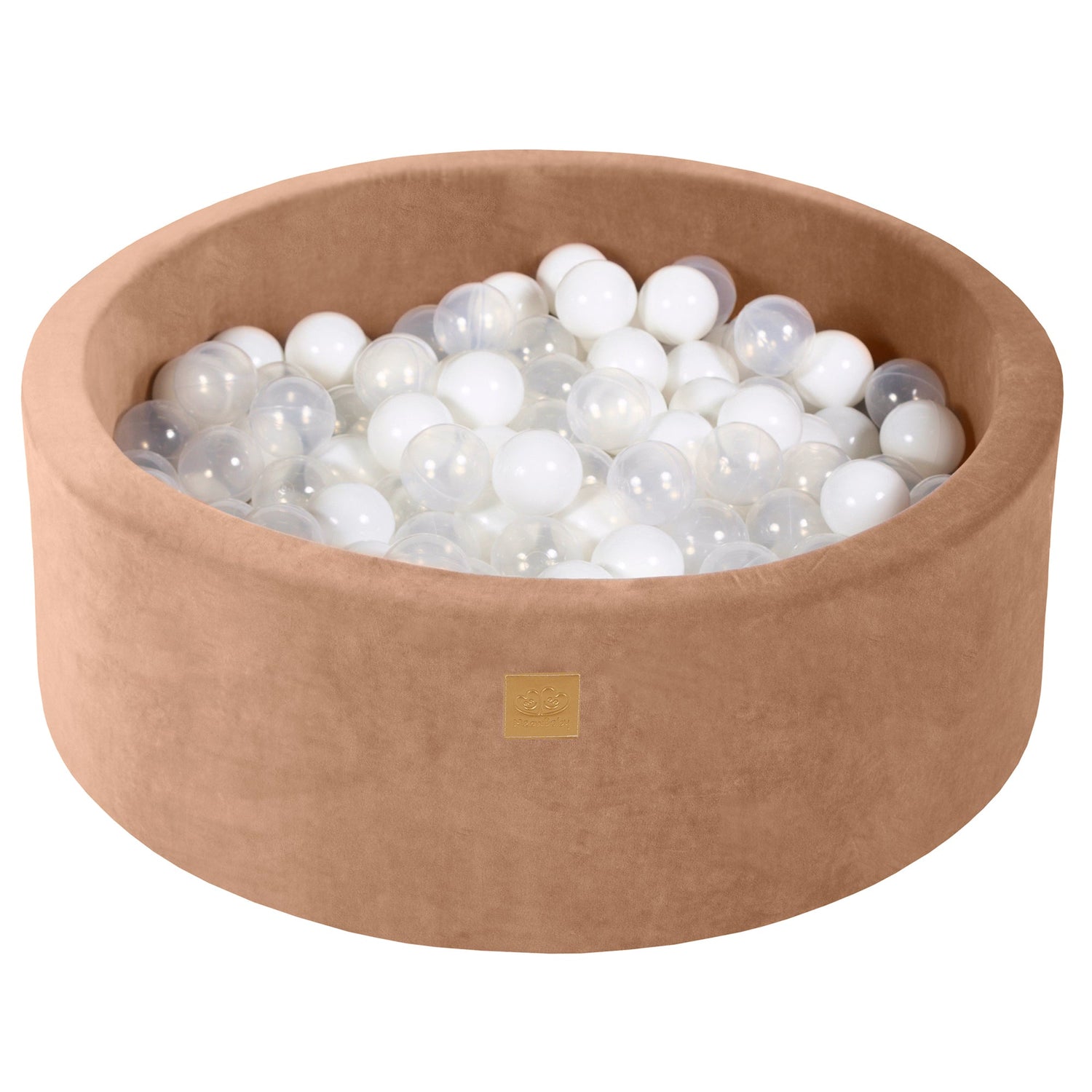 MeowBaby®  VELVET Beige Ball Pit + 250 Balls - 90x30cm