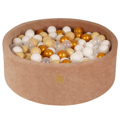 MeowBaby®  VELVET Beige Ball Pit + 250 Balls - 90x30cm