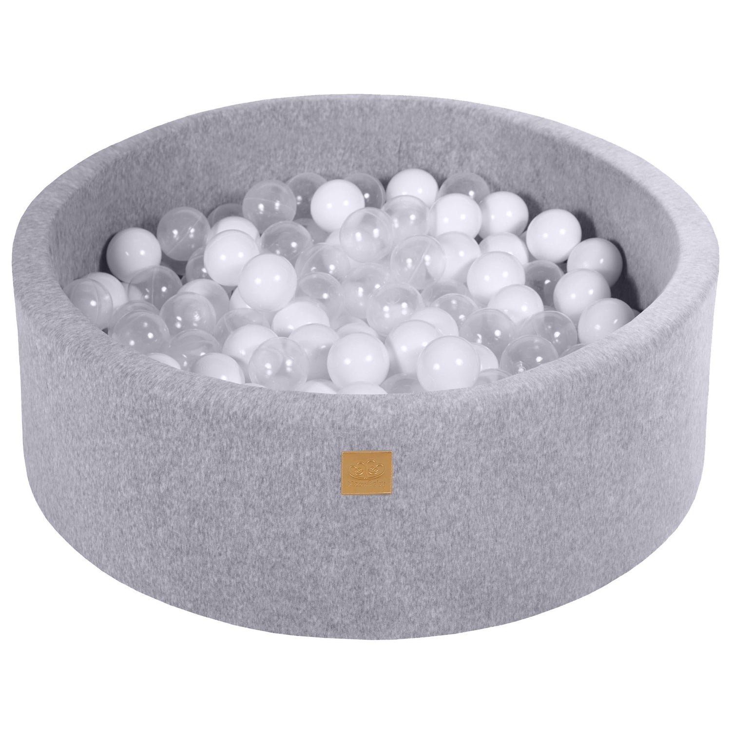 MeowBaby®  VELVET Light Grey Ball Pit + 250 Balls - 90x30cm