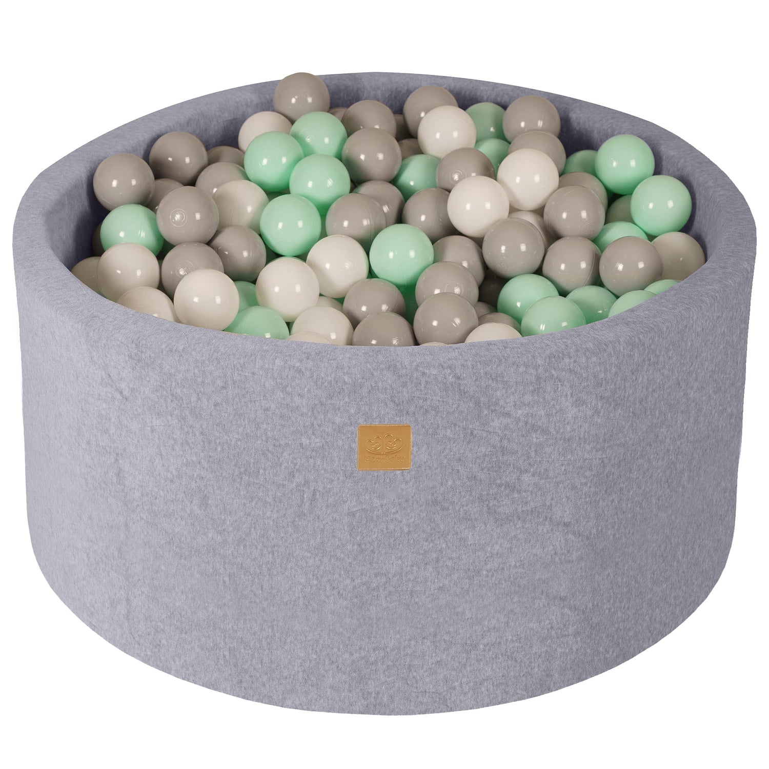 MeowBaby®  VELVET Light Grey Ball Pit + 300 Balls - 90x40cm