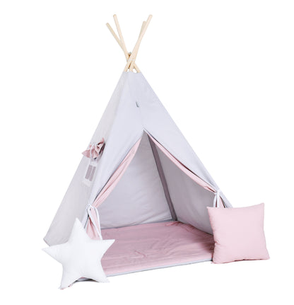 Kids Teepee  - Light Grey &amp; Pink Palace