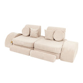 MeowBaby Slimcord Kids Play Sofa | Modular Play Sofa Bed | ecru/cream play sofa for kids | play couch |