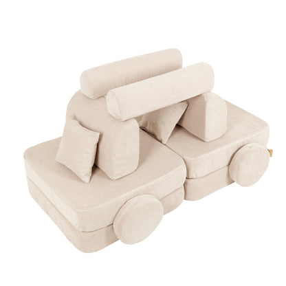 MeowBaby Slimcord Kids Play Sofa | Modular Play Sofa Bed | cream play sofa for kids | play couch cream |
