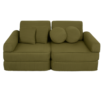 khaki corduroy play sofa | khaki  corduroy Play Sofa | Play Sofa Kids turquoise corduroy | MeowBaby khaki corduroy soft play sofa | 