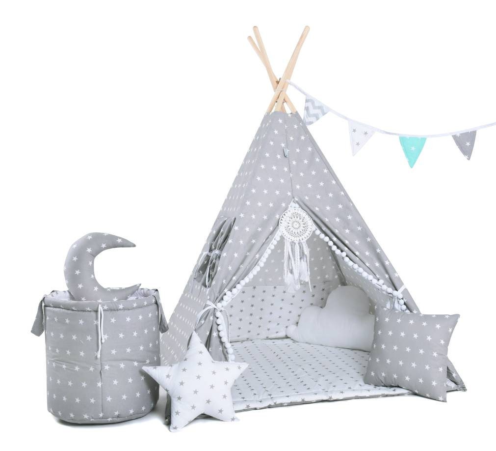 Grey Teepee Tent  with stars | grey teepee for kids |