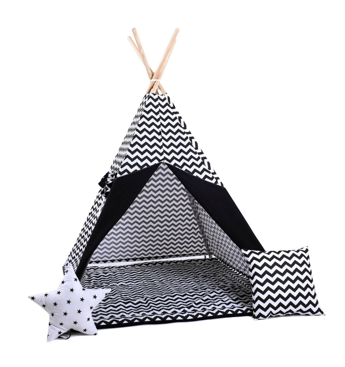 Kids Tent - Black &amp; White Zigzag