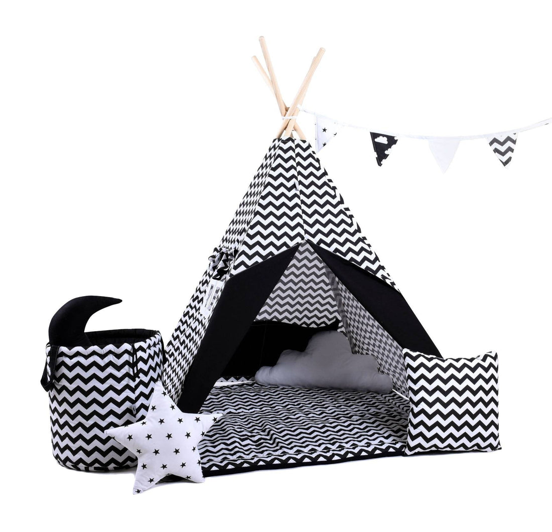 Kids Tent - Black &amp; White Zigzag