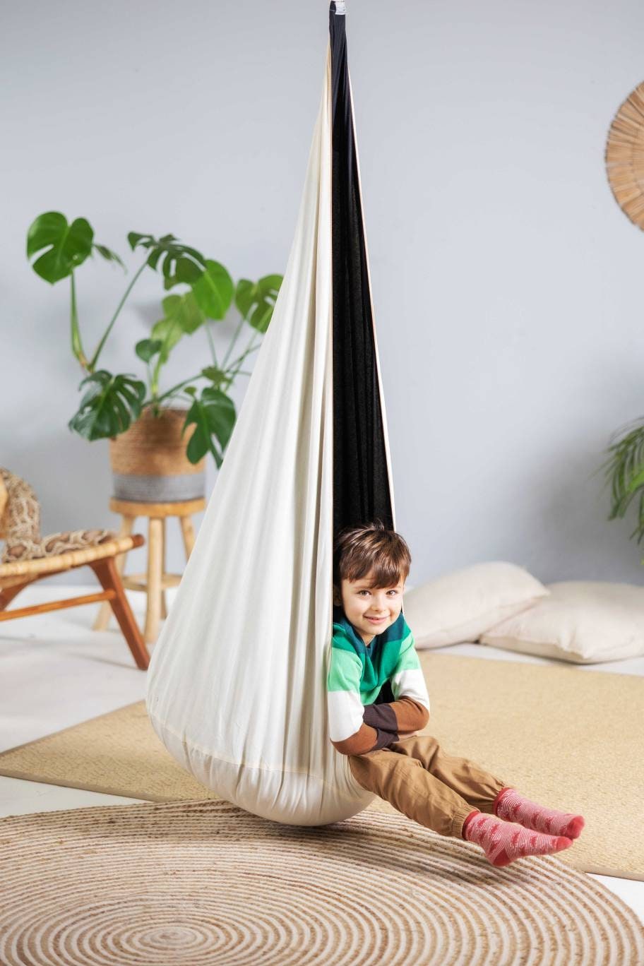 Kids Cocoon Swing - Cream &amp; Charcoal