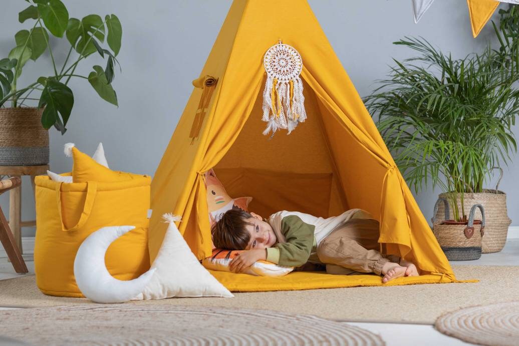 Orange Teepee Tent | Teepee Orange | Kids Teepee | Teepee Tent for Kids | Teepee Tent for Babies &amp; Toddlers | Orange Tent | Kids Teepee Tent | Teepee Tent for Boys &amp; Girls | 