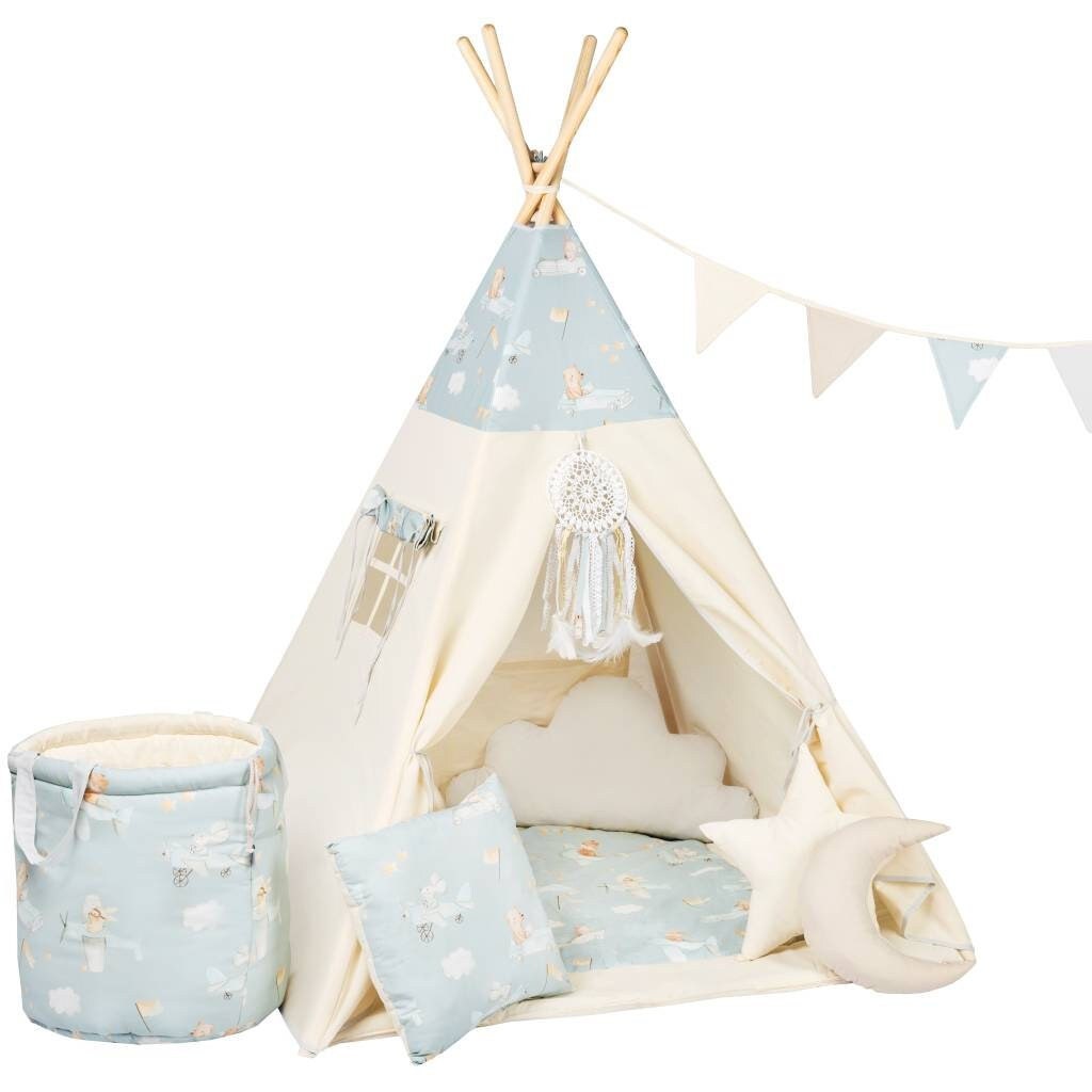 Blue and Cream Teepee Tent | Kids Teepee | Teepee Tent for Kids | Kids Teepee Tent |  Teepee Blue | Baby Teepee | Teepees for Boys | Teepees for Girls |  Blue Tent | 