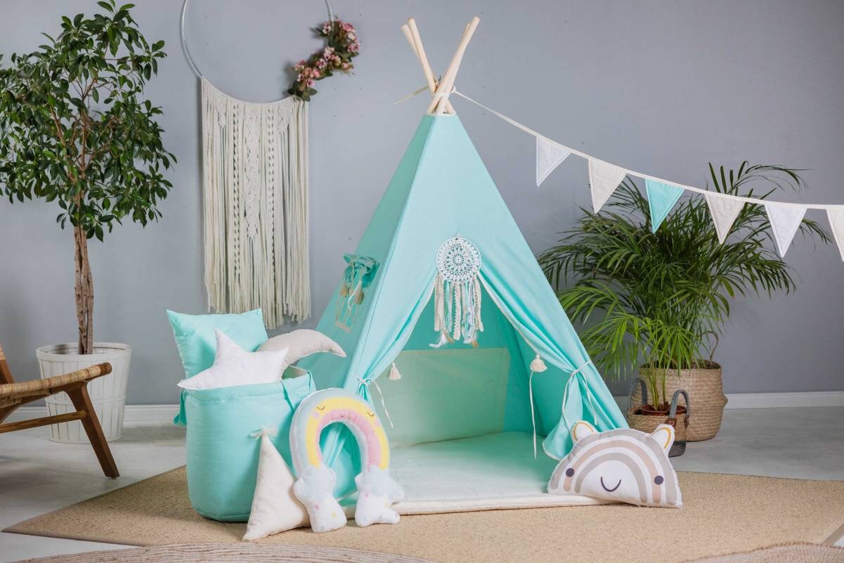 Mint Teepee Tent | Teepee Mint | Kids Teepee | Teepee Tent for Kids | Teepee Tent for Babies &amp; Toddlers | Mint Tent | Kids Teepee Tent | Teepee Tent for Boys &amp; Girls | 