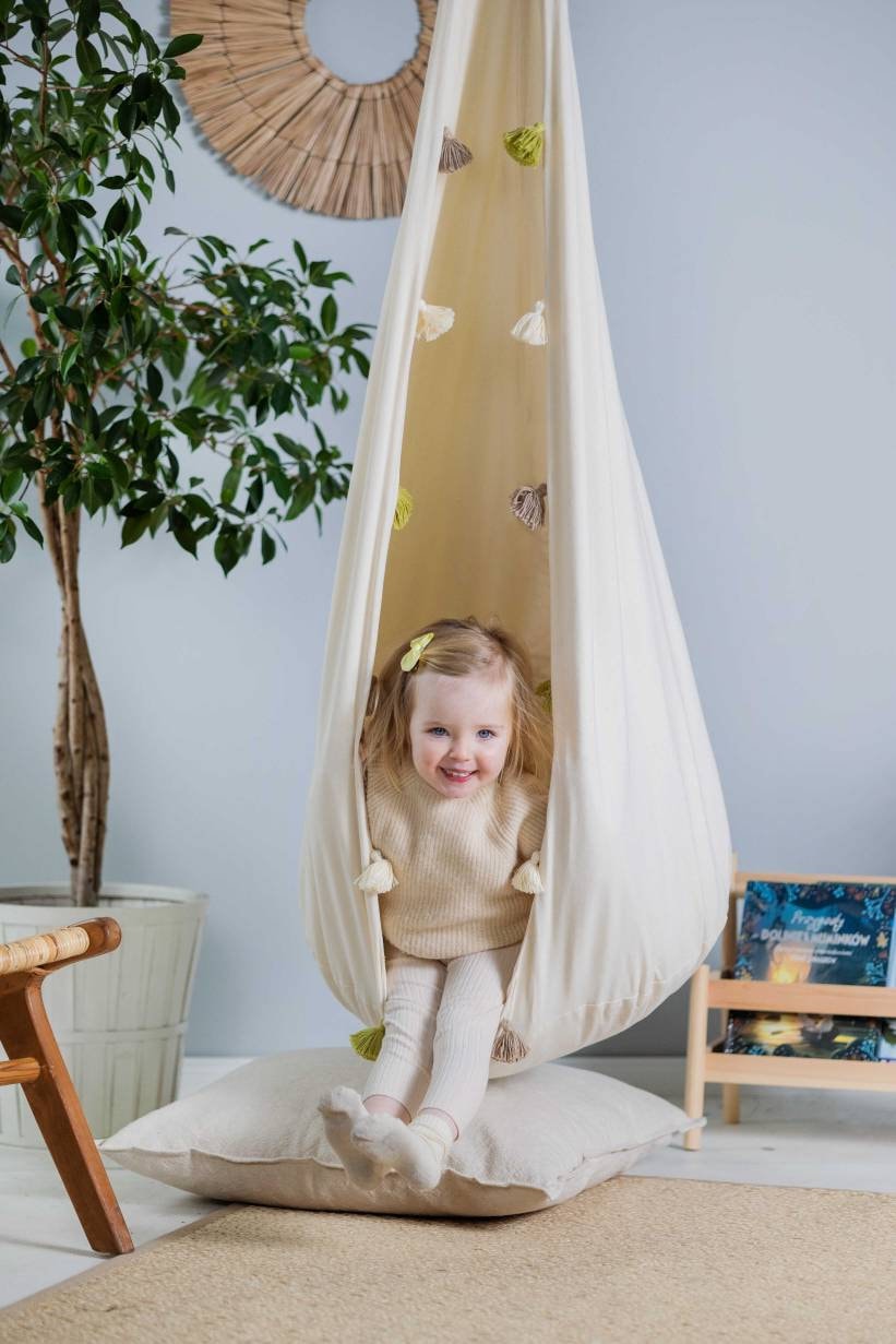 | cream cocoon swing | kids cocoon swing | hanging cocoon swings | indoor swing | kids hanging chair swing | cream cocoon swing for kids |