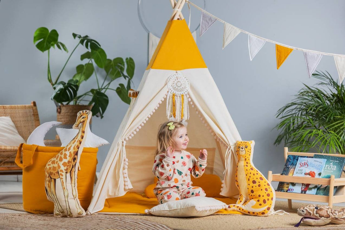 Cream &amp; Mustard Teepee Tent | Teepee Mustard | Kids Teepee | Teepee Tent for Kids | Teepee Tent for Babies &amp; Toddlers | Mustard Tent | Kids Teepee Tent | Teepee Tent for Boys &amp; Girls |