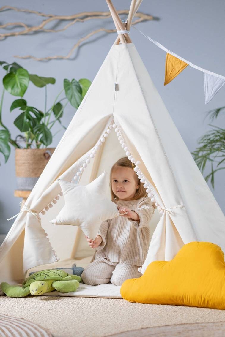 Cream Teepee Tent | Teepee Cream | Kids Teepee | Teepee Tent for Kids | Teepee Tent for Babies and Toddlers | Cream Tent | Kids Teepee Tent | Teepee Tent for Boys &amp; Girls | 