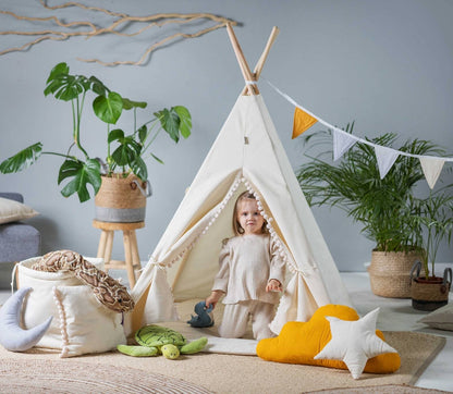 Cream Teepee Tent | Teepee Cream | Kids Teepee | Teepee Tent for Kids | Teepee Tent for Babies and Toddlers | Cream Tent | Kids Teepee Tent | Teepee Tent for Boys &amp; Girls | 