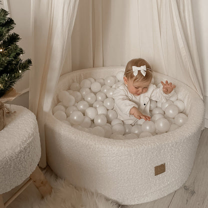 White Boucle Ball Pit | Boucle Ball Pit | White Boucle Ball Pit + Balls | MeowBaby® White Boucle Ball Pit + Balls |