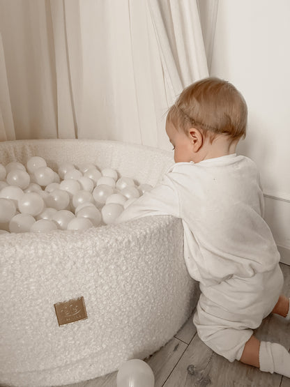 MeowBaby® White BOUCLE Ball Pit + 250 Balls | Boucle Ball Pit |