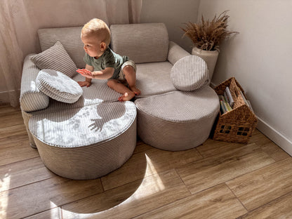MeowBaby® Aesthetic Kids Play Sofa MAX | Modular Kids Play Couch | Corduroy