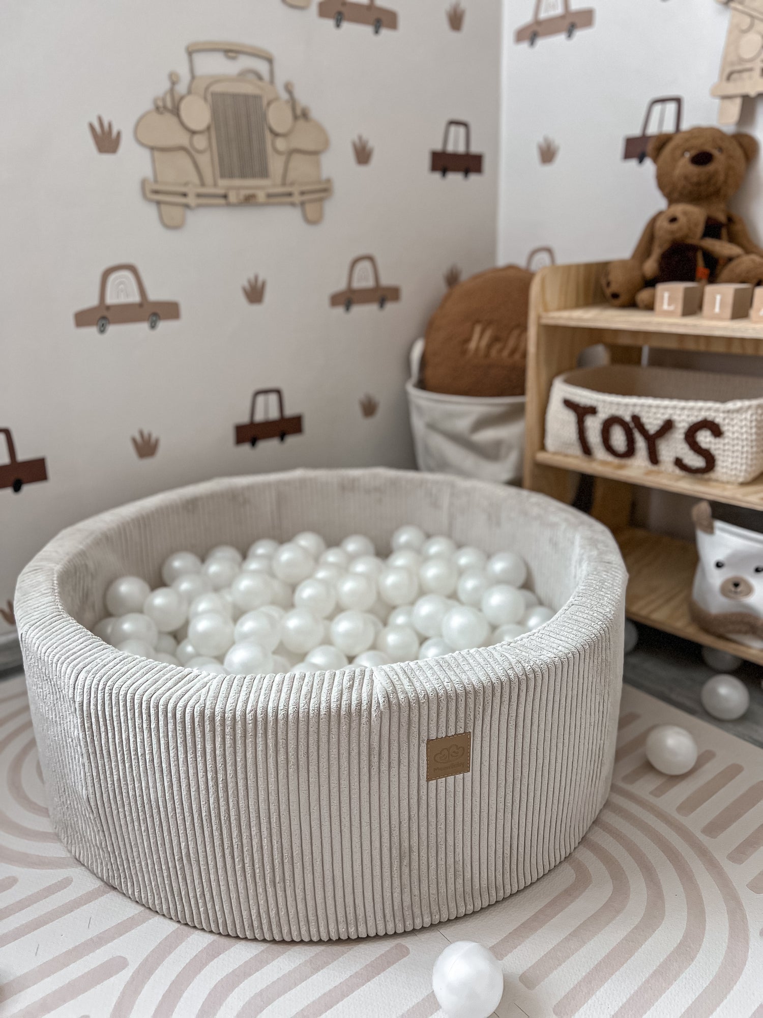 ecru/cream corduroy ball pit | MeowBaby ecru corduroy ball pit with balls | corduroy ball pit with balls |