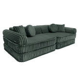 MeowBaby Kids Play Sofa - Modular Play Sofa Couch - dark green | churros play sofa for kids 