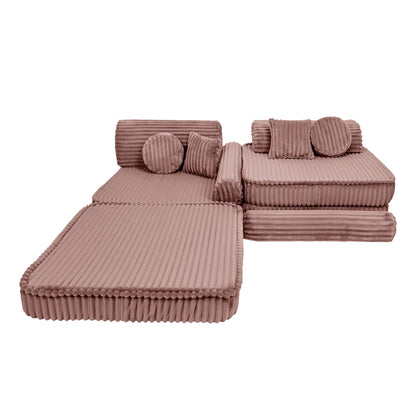 MeowBaby Kids Play Sofa - Modular Play Sofa Couch - pink | churros play sofa for kids 