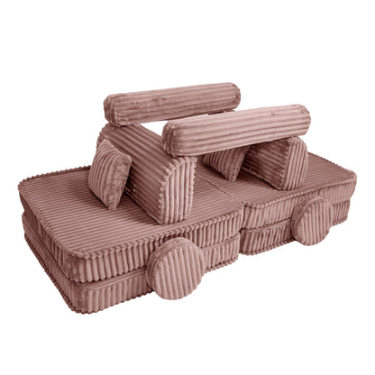 MeowBaby Kids Play Sofa - Modular Play Sofa Couch - pink | churros play sofa for kids 