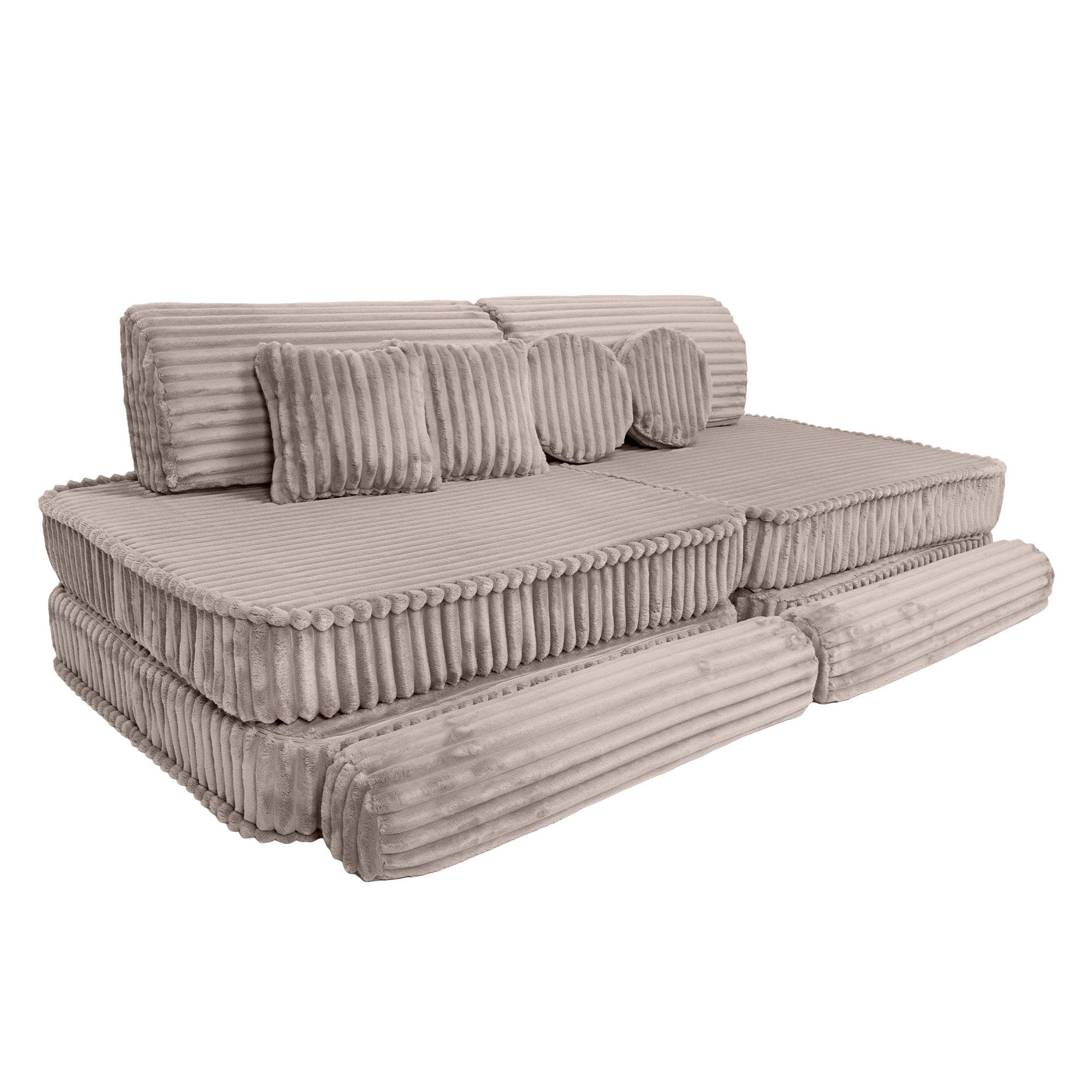 MeowBaby Kids Play Sofa - Modular Play Sofa Couch - beige | churros play sofa for kids 