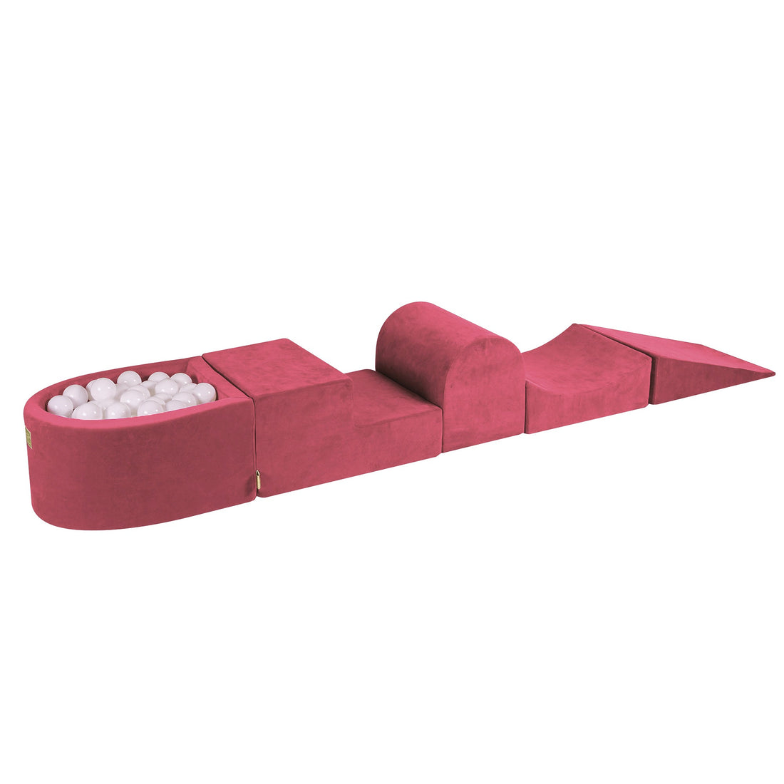 MeowBaby® Velvet Kids Foam Climbing Blocks Raspberry Red | Baby Soft Play Set |