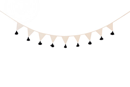 Kids Teepee - Cream &amp; Black Tassels